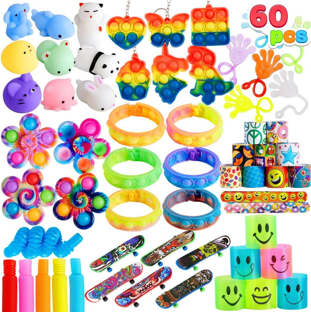 Joyfy 60 Pack Fidget Toys Adults Party Favors Autism Sensory Toys Treasure Box Toys Classroom Prizes Stress Relief Gifts