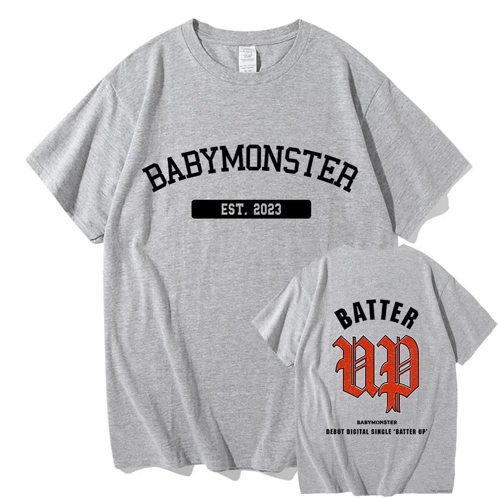 Babymonster Batter Up T Shirts Baby Monster Men/Women T Shirt Aesthetic T-Shirt Unisex High Quality Tees Vintage Clothes