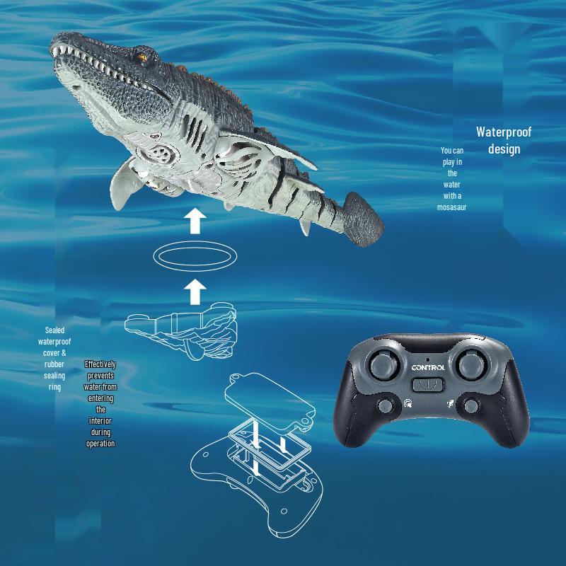 Large Electric Plesiosaurus Toy: Remote Control Dinosaur That Swims & Sprays Water - Perfect Gift for Boys