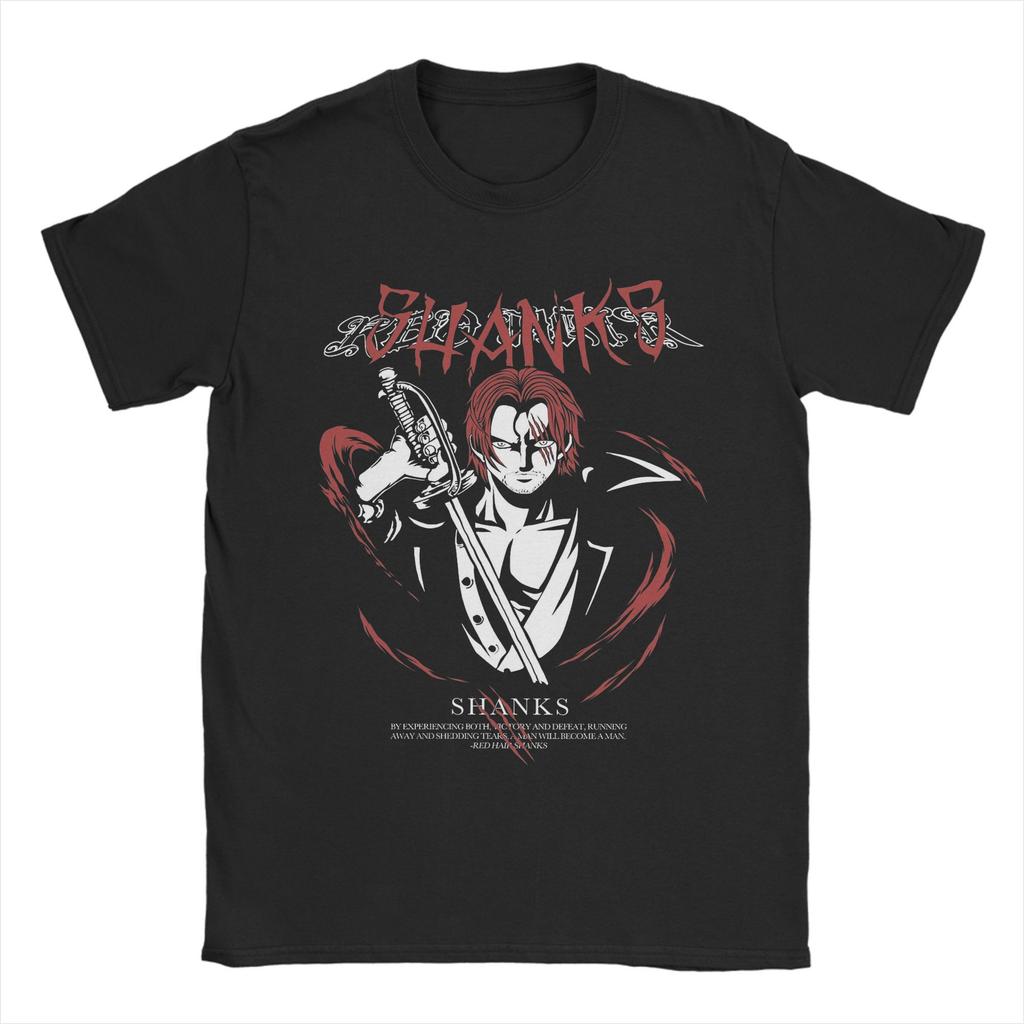 Men T-Shirt Red Legend  One-Armed Warrior Shanks Anime Unique Cotton Tee Shirt Short Sleeve  T Shirt Crewneck Clothes Gift Idea