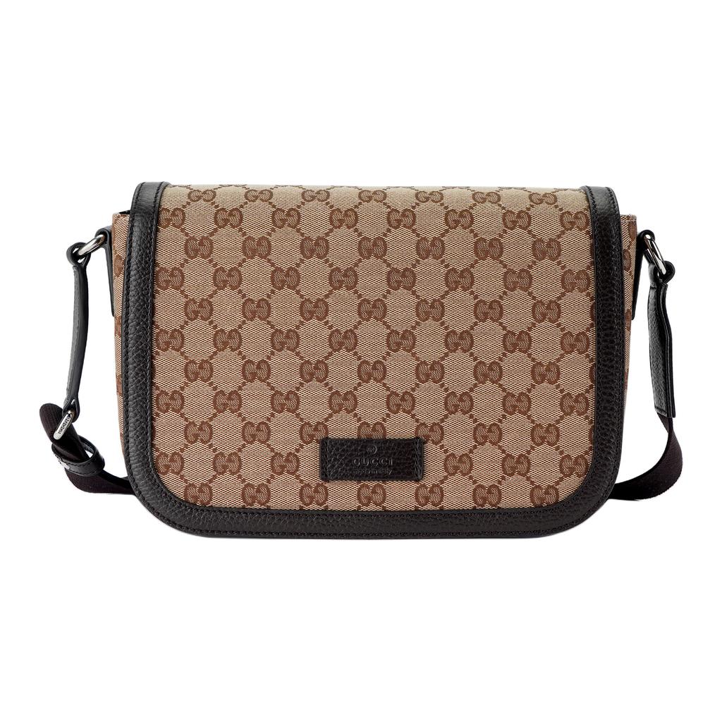 Gucci Vintage Logo Leather Canvas Messenger Bag Men Bags Ebony Dark-Brown 449172-KY9KN-9886