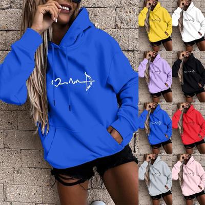 Damenmode Casual Fun Print Kapuzenpullover Lose Sportoberteile Pullover