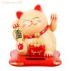 Solar Powered Maneki Neko Lucky Cat Welcoming Chinese Lucky Cat Waving Hand Beckoning Fortune Cat Figurines For Home Decor