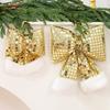 Sequin Stuffed Bow Christmas Decoration Large Mirror Sequin Bow Hanging Decoration for Holiday Crafts Wreaths Garlands Staircase Xmas Wedding