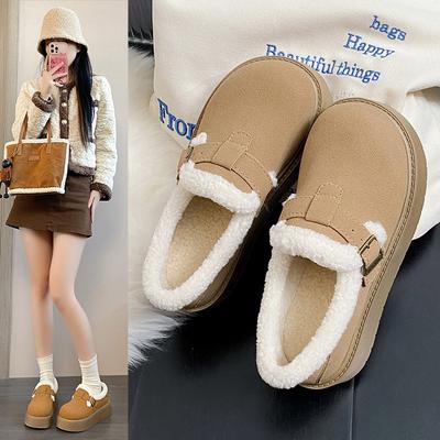 Thick-soled Women's Velvet New Winter Snow Women's Shoes Flat-soled Comfortable Fashion Casual Large Cotton Shoes Women