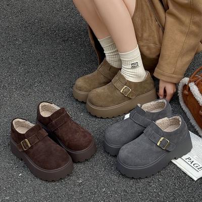 6 Thick-soled Muffin Shoes for Women 2025 Popular Retro Velvet Birkenstocks for Women's Small Height-increasing Shoes