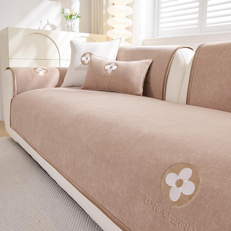 Baby Velvet Embroidered Sofa Cushion  New Four-Season Universal Non-Slip Seat Cushion Straight Row Sofa Armrest Cover