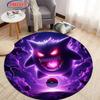 Pokemon Gengar Druck Runder Teppich, Kinderzimmer Bodenmatte Rutschfest Wohnzimmerteppich, Waschbarer Teppich für Heimdeko Geschenk Potdemiel