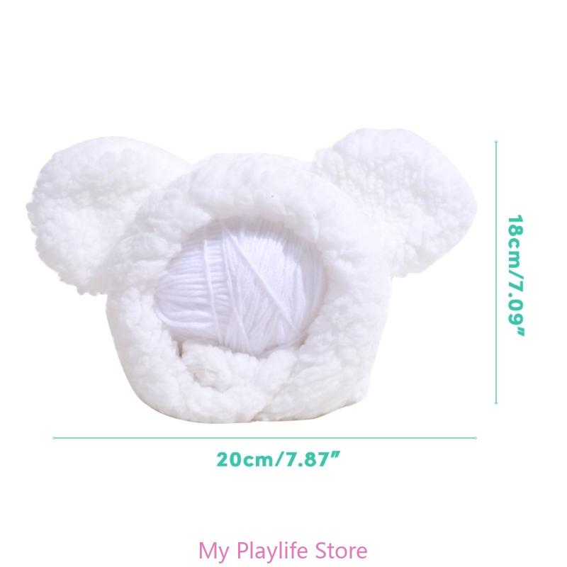 Pet Cat Cap Bear Ear Cat Hat Winter Warm Plush Pet Headwear Cosplay Photo Prop Kitten Puppy Party Costume Cat Accessories