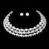 Imitation Pearl Necklace Earrings Bridal Wedding Pearl Rhinestone Neck Chain Stud Earrings Set Jewelry Women