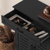 Shoe Cabinet with Louvered Doors, Modern Shoe Storage Cabinet with Drawer and Adjustable Shelves, Black