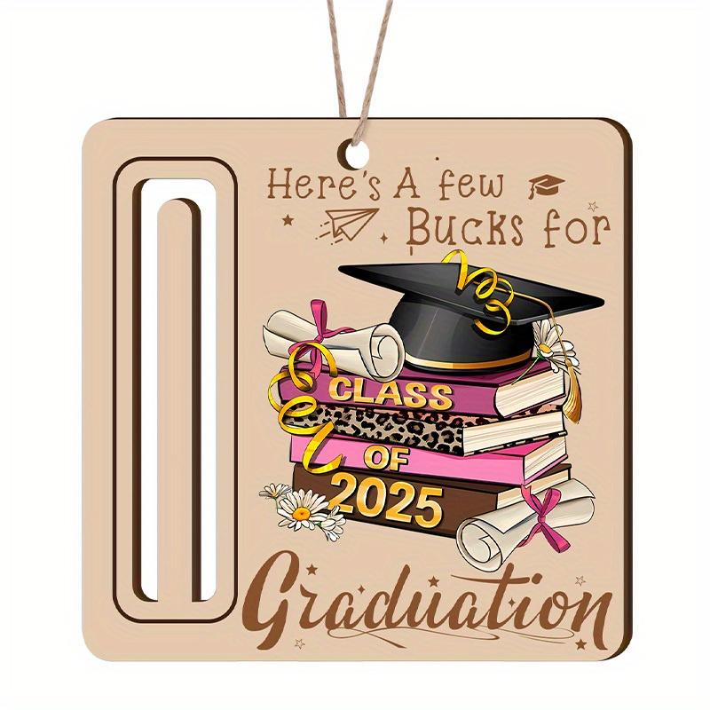 

5pcs Class of 2025 Graduation Money Holder-Bookshelf Design,Artificial Wood Hanging Decor Gift for Him/Her, Motivational Decor. Dark Green