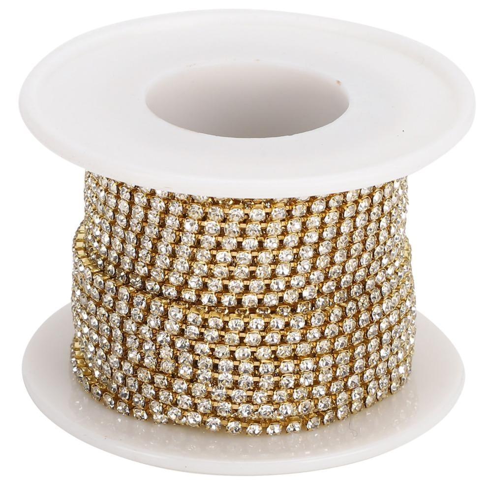 10 Yards Rhinestone Chain Roll SS6 2MM Close Chain Trim For Mobile Phone Shell