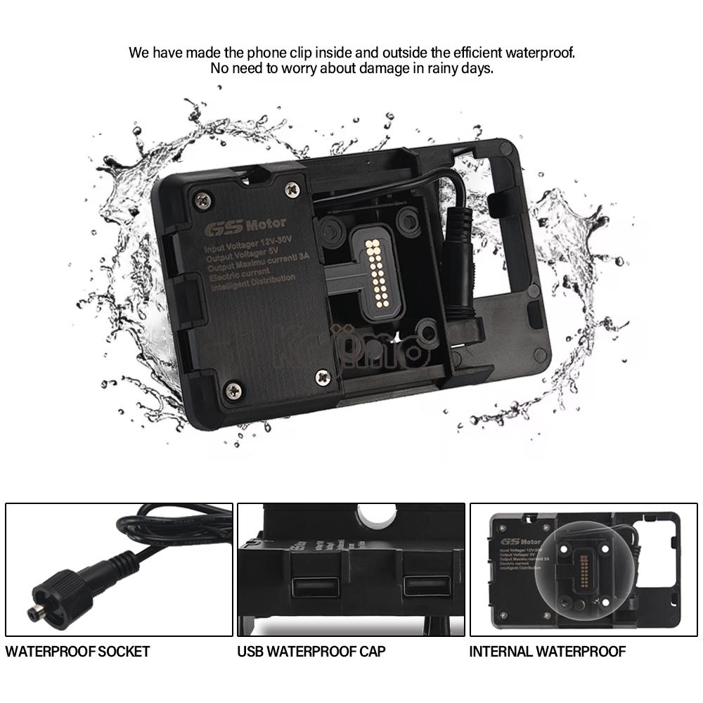 Für BMW F700GS F800GS F900XR F900R S1000XR R1200RS S 1000 XR Motorrad Kabelloses Ladegerät USB Navigation Handyhalter 12MM