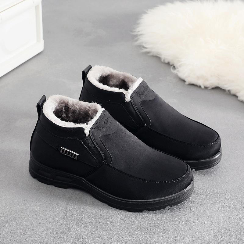 2025 winter new men's cotton shoes non-slip warm leather waterproof elderly cotton shoes piled thickened snow boots