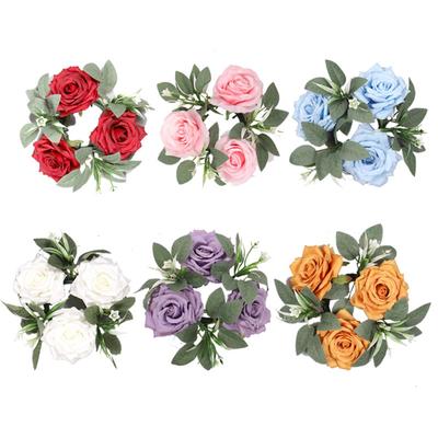 Pillar Candle Ring Artificial Wreath Decorations for Table Home Centerpieces