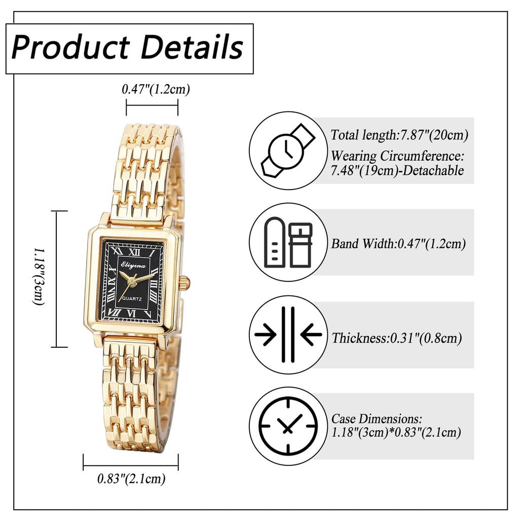 Square Watch Women Waterproof Gold Analog Display Fashion Quartz Watch Women Accessories - Birthday Anniversary Mother's Day Christmas Valentine's