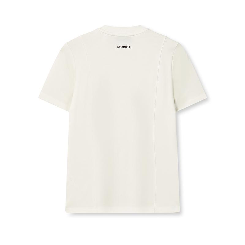 Fila Camiseta Tricô Manga Curta Gola Redonda Casual Versátil Confortável Básica Simples Clássica Retrô Feminina Tops F11W619102F-IV
