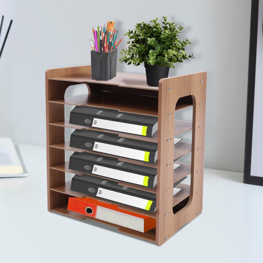 7Tier High-density Board Widen Wood Office Paper Organizer For Desk Desktop File Holder Desk Letter Tray & A4 Paper Sorter