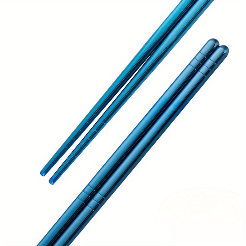 

Многоразовые палочки для суши, набор из нержавеющей стали 304, нескользящие китайские металлические палочки для еды, можно мыть в посудомоечной машине синий