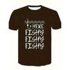 European Sizes Men's Casual "HERE FISHY" Print T-Shirt - Comfortable Polyester, Round Neck, Short Sleeve Tee for Summer - Machine Washable