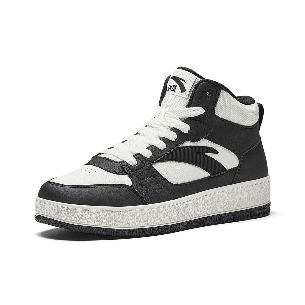 Anta Year One Comfortable Versatile Fashion Trendy Wear-Resistant Lightweight High-Top Skate Shoes Men Skate Shoes Black White 912548083-4