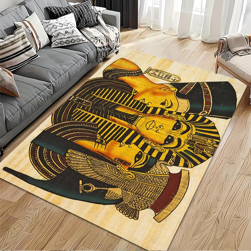 Ancient Egyptian Pharaoh Artwork Rug Non-slip rug suitable for living room and bedroom sofas.