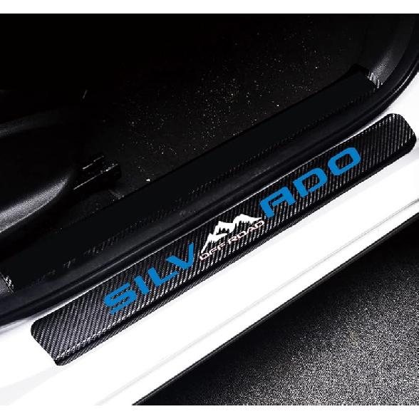 MAXDOOL 4Pcs Car Door Sill Protector Reflective 4D Carbon Fiber Sticker