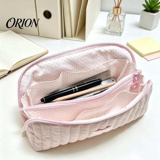 Portable Travel Makeup Bag Shell Shape Pencil Pouch with Multiple Compartments, Large Capacity Durable Desk Polyester Zipper Storage Pouch,