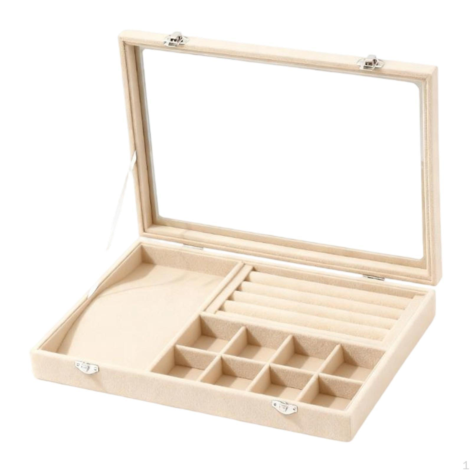 

Дисплей для ювелирных изделий, шкатулка для хранения, органайзер, изготовленный из ПУ и бархата с бежевый