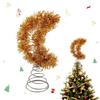 Christmas Tree Golden Star Moon Heart Decoration Christmas Tree Top Shiny Decoration New Year Party Home Interior Decoration