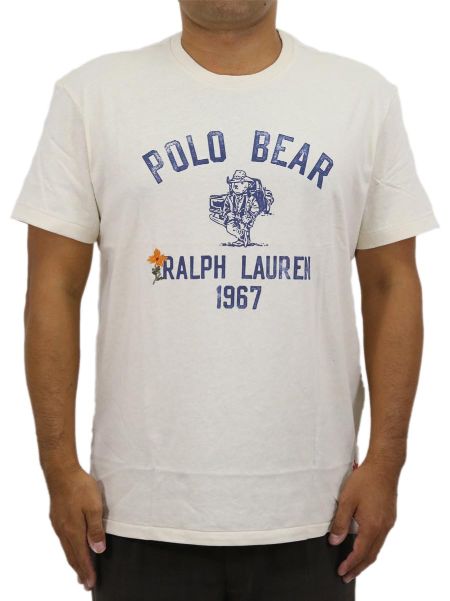 

POLO RALPH LAUREN Classic Fit Polo Country Polo Bear Print Crew Neck Size White Men s Multi-Embroidered T-Shirt, M, (Product Code 0107517) белый