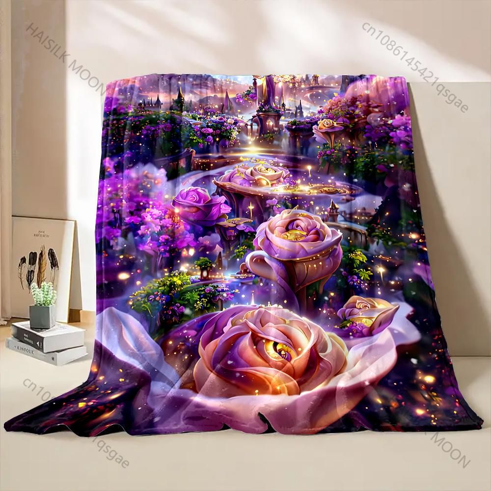 6 Styles Purple Dream Garden Print Blanket Warm Comfortable Blanket for Adults and Kids Luxury for Gifts All Seasons