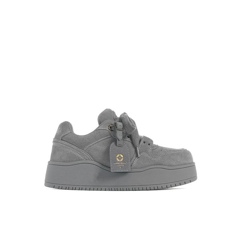 Retro Gray Board Shoes Women's Autumn New Thick-soled Versatile Casual Sports Bread Shoes Women