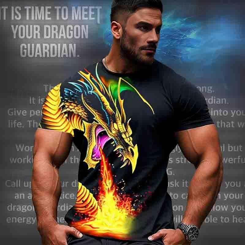 

Men s Graphic Dragon T Shirt Tee Top Short Sleeve T shirt 3D Print Crew Neck Shirt Designer XL