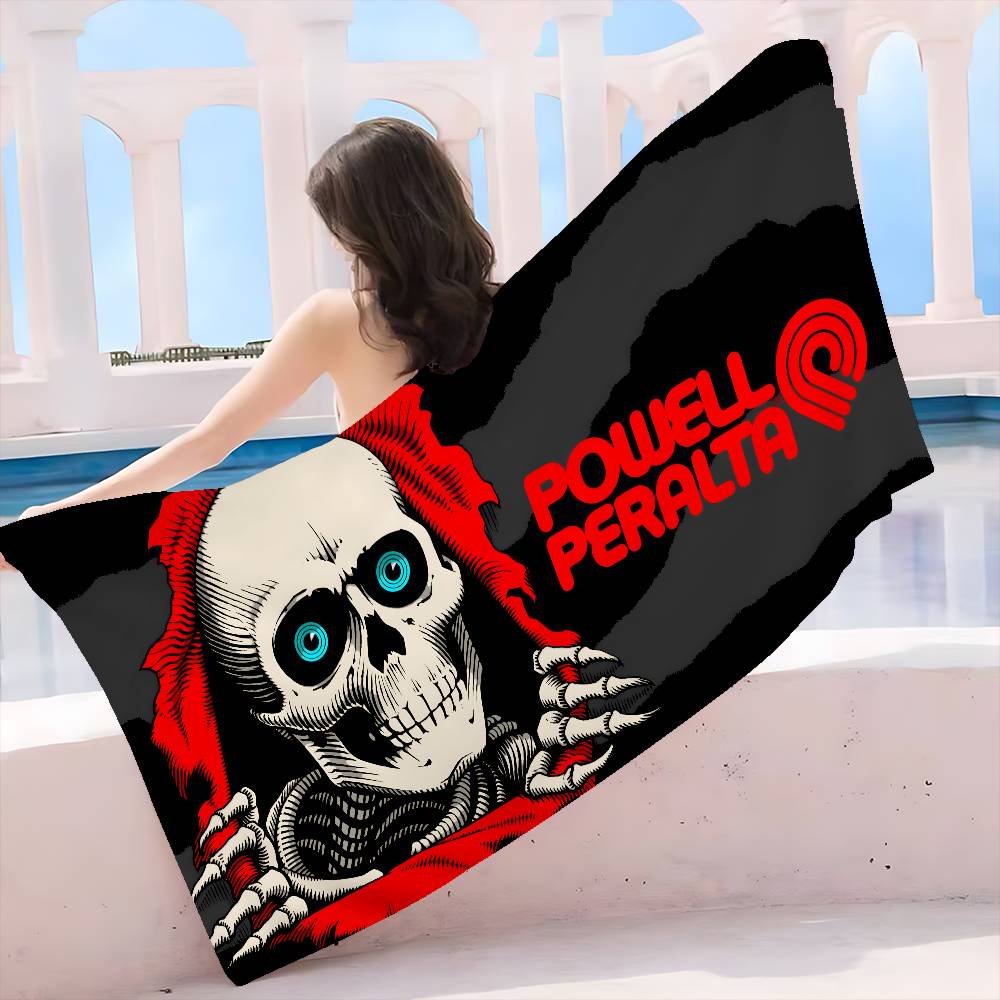 Asciugamani da Spiaggia Grandi in Microfibra con Logo Classico P-Powell P-Peralta Asciugamano ad Asciugatura Rapida Asciugamani da Spiaggia Sabbiosa Asciugamano da Piscina Per Viaggio Nuoto Yoga