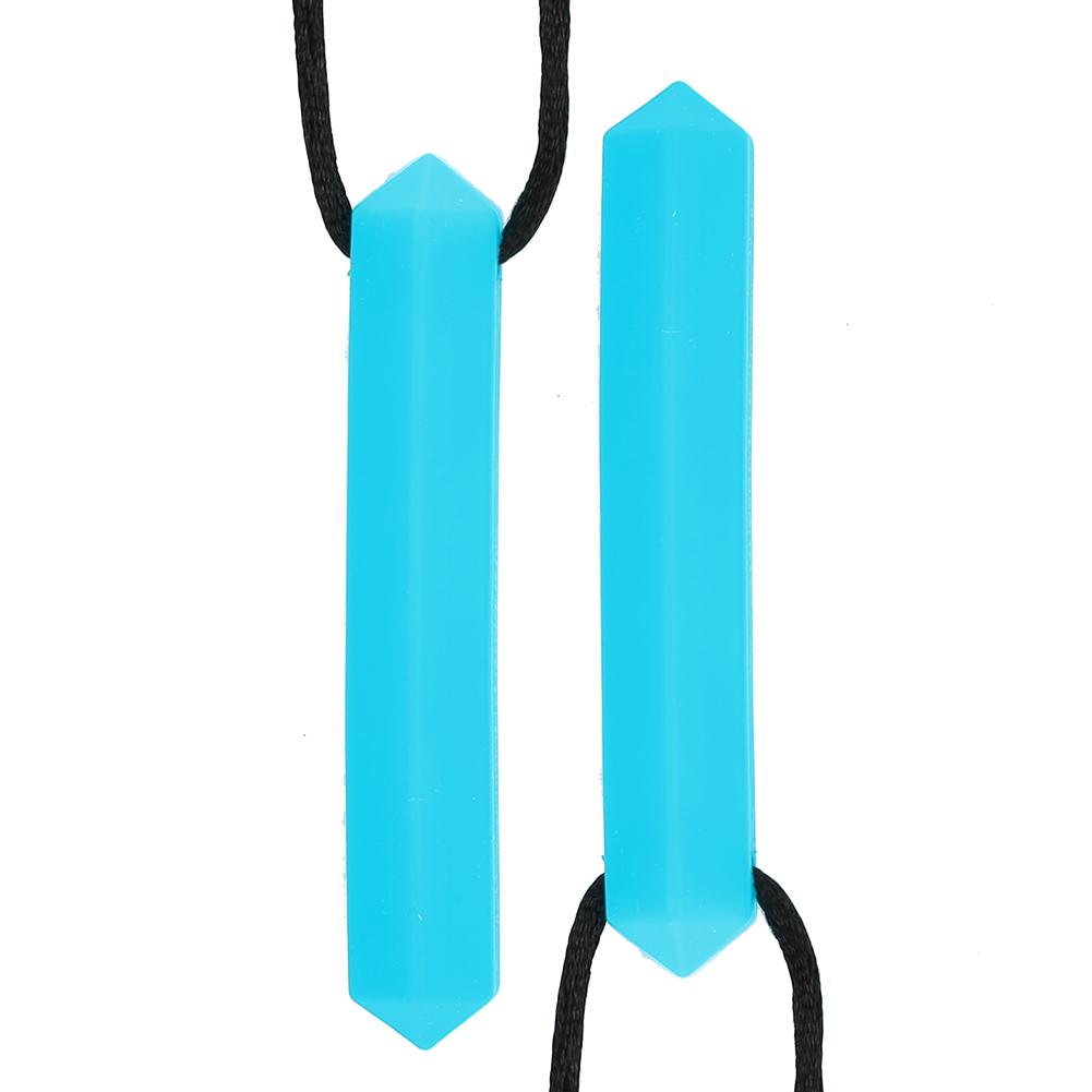

2pcs Silicone Teether High Temperature Resistant Waterproof Chewing Pendant Necklace Sky Blue