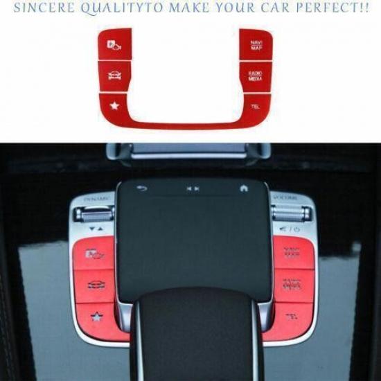 For Benz GLE GLS 2020-2024 Red Alloy Console Multimedia Switch Button Sticker 5X