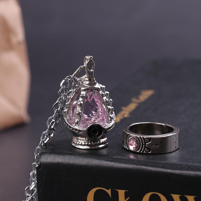 2Pcs/Set Anime Magica Cosplay Gem Necklace Pendant Ring Set Gift Party Prop