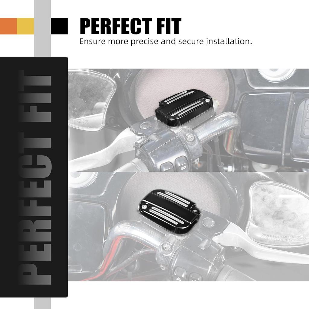 NICECNC Black Left & Right Clutch Brake Reservoir Cover with Rubbers/Gaskets Compatible with Harley Electra Glide Standard FLHT 2019-2020,