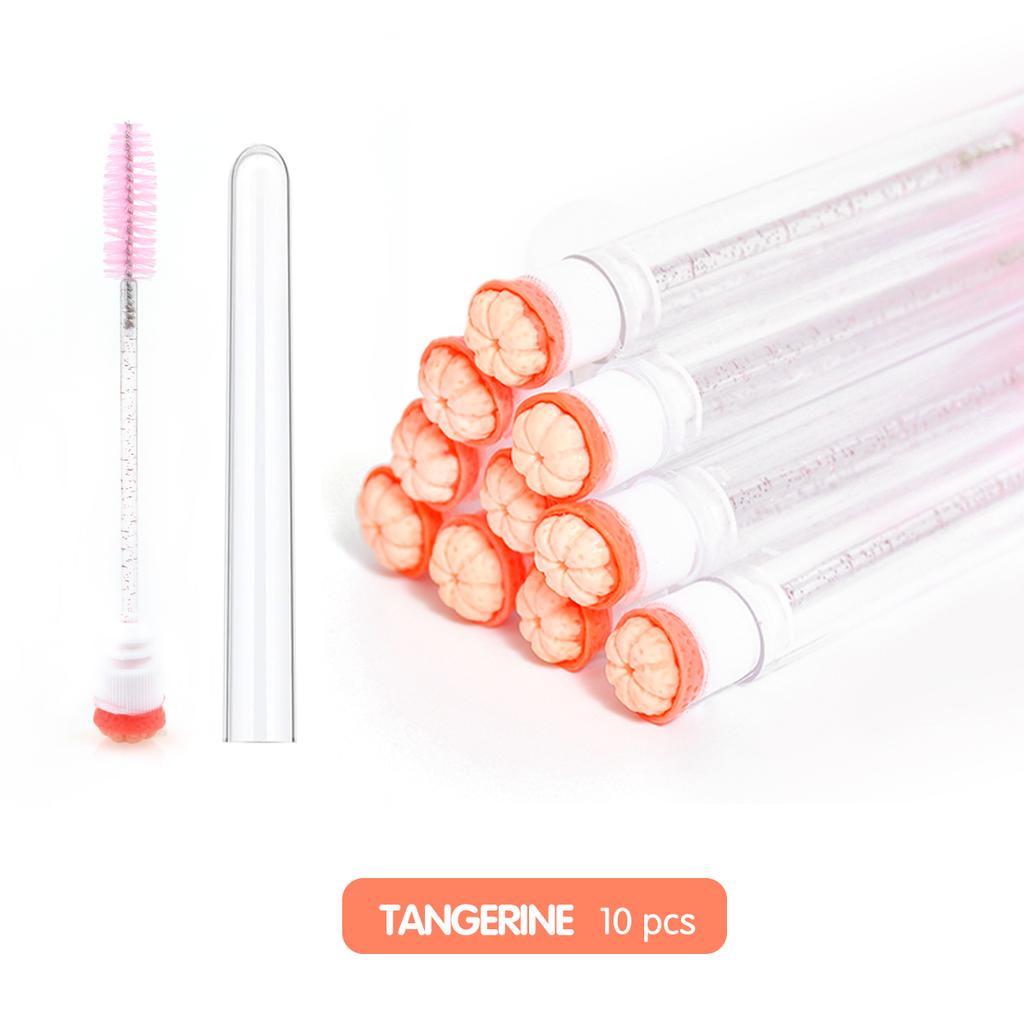 Reusable Eyelash Brushes Tube Spoolies Brushes Mascara Wands Plastic Fiber Nylon Lash Makeup Fruit Brush Tube 10pcs/bag