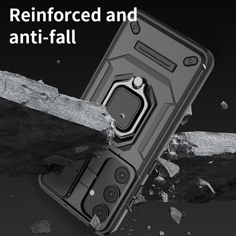 Armor Case For Samsung Galaxy S24 FE Ultra S23 Plus A15 A25 A35 A55 5G Protective Cover Ring Stand Holder Coque Fundas Capa