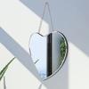 Heart Shaped Mirror with Iron Chain for Wall Decor 12x12 Inch - Wall Hang Real Glass Frameless Decorative Glam Mirror