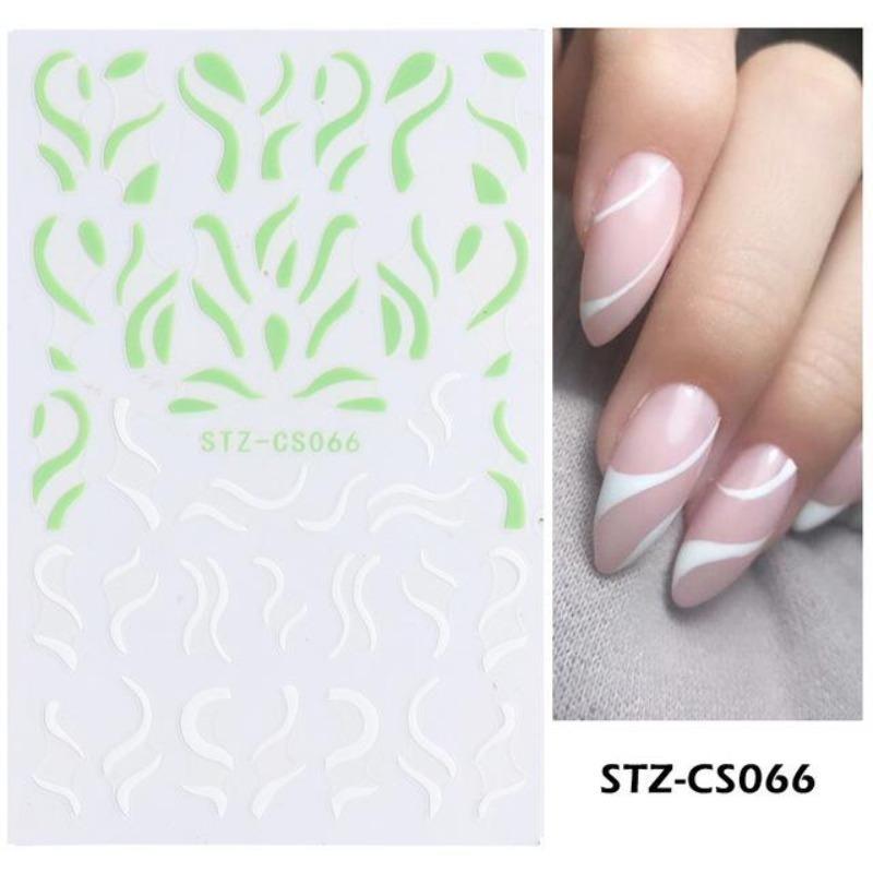 Graffiti Strips Nail Stickers for Women Nail Art Decorations Rose Gold Abstract Line Spring 3D Slider for Manicure Polish Tattoo