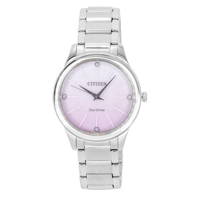 Eco-Drive  Analog Stainless Steel Pink Dial Solar EM1220-58X Women's Watch