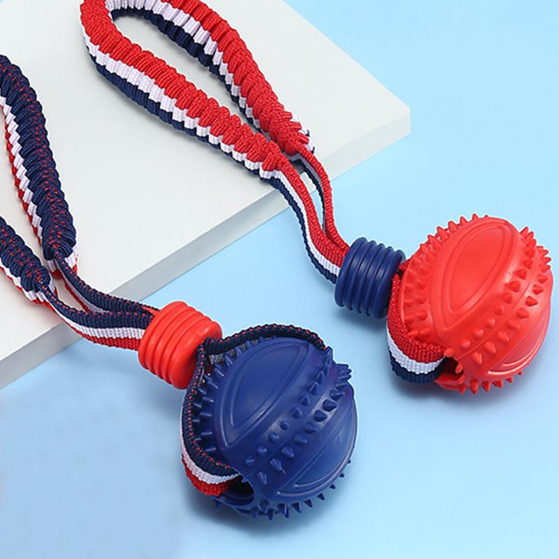 Durable Pet Rugby Ball with Elastic Rope for Bite Training and Teeth Grinding, Suitable for Dogs
