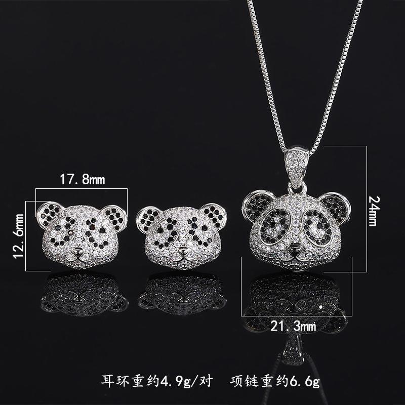 Jewelry Cross-border Set Earrings Necklace S925 Silver Needle Simple Personality Full Teddy Bear Cute Women