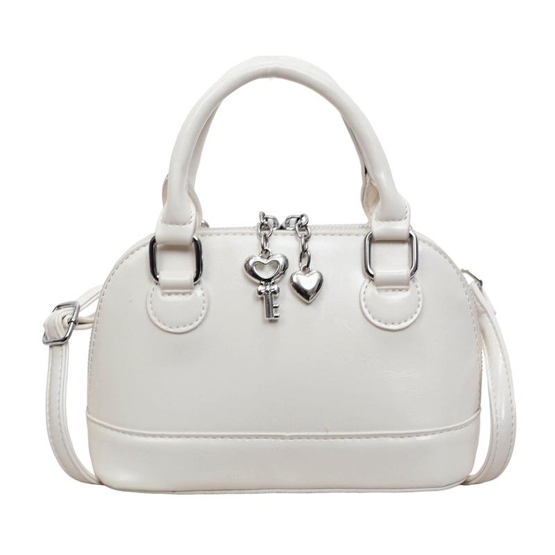 Glossy PU Handbag Women Fashion Mini Shoulder Bag Classic Oval Shape Crossbody Tote Bag
