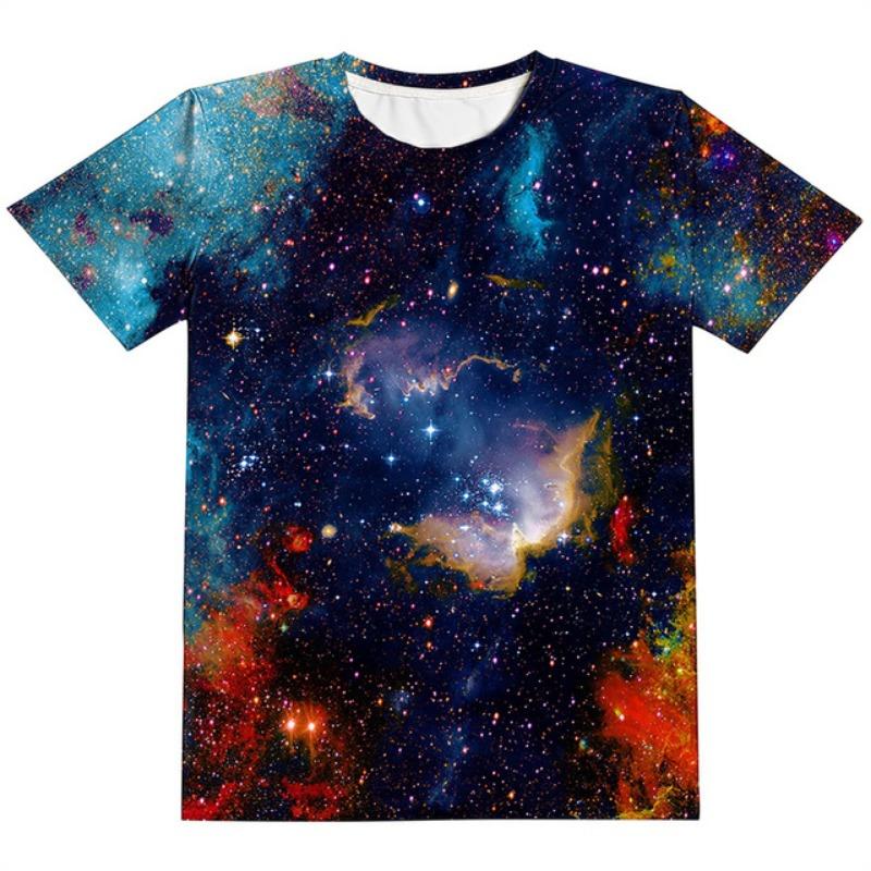 T-shirt une pièce pour enfants, motif ciel étoilé, pour garçons de 9 à 12 ans, à la mode, motif cosmique 3D, pour l'été