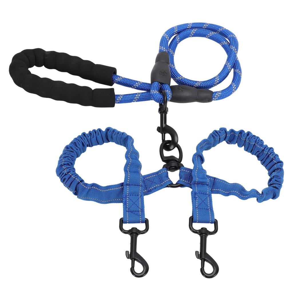 Dual Dog Leash Anti Tangling 360 degrees    Joint Shock Absorbing Night Reflective Double Ended   Pet Leash